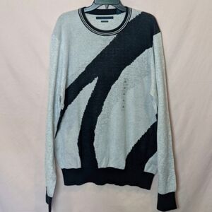 Perry Ellis Knit Mesh Wave Crew Neck Pullover Sweater size XL